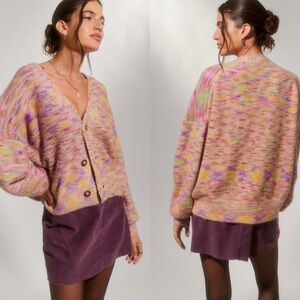 Urban Outfitters Multi Color Fuzzy Cardigan